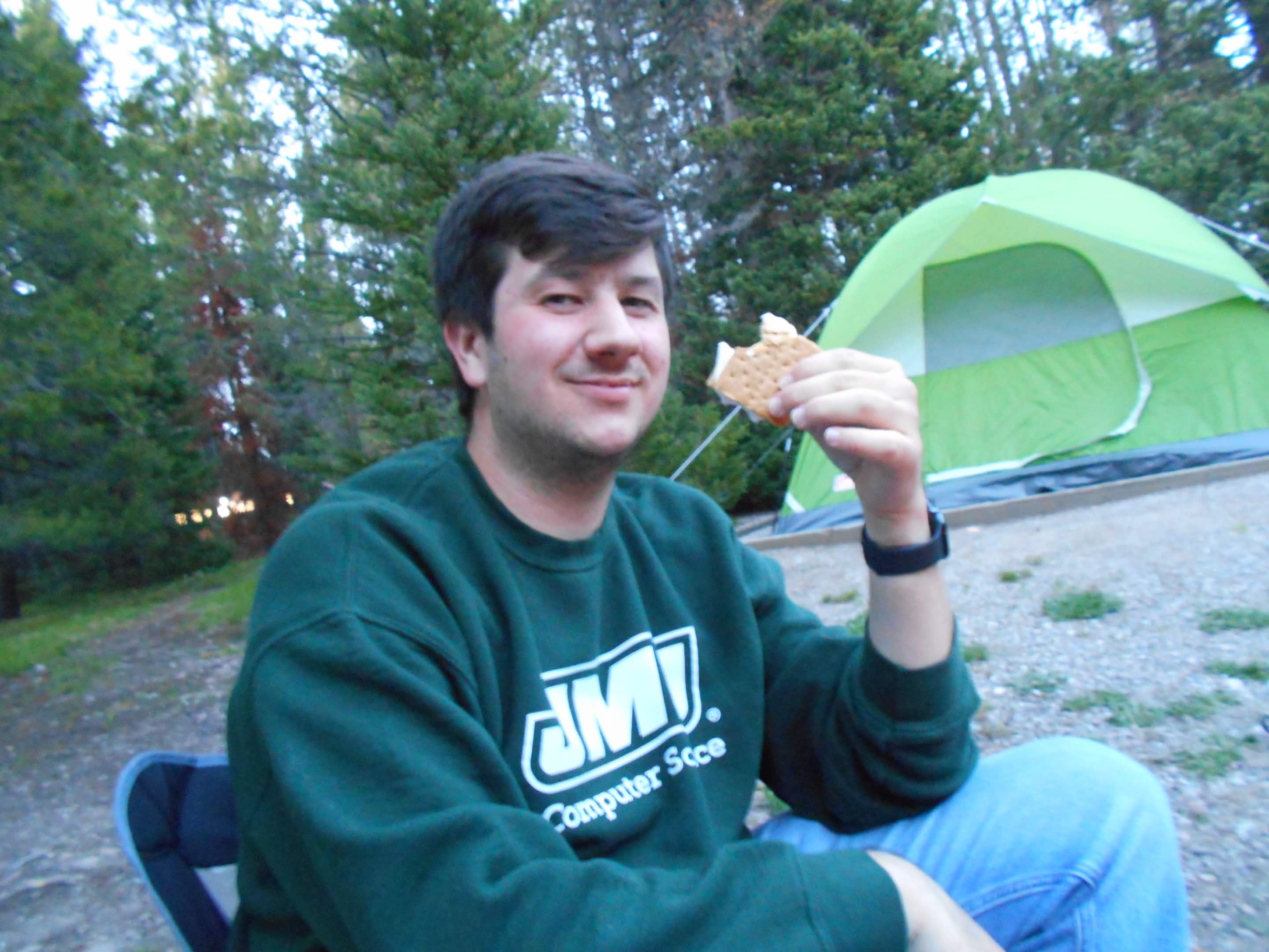 picture of Dalton eating a s'more